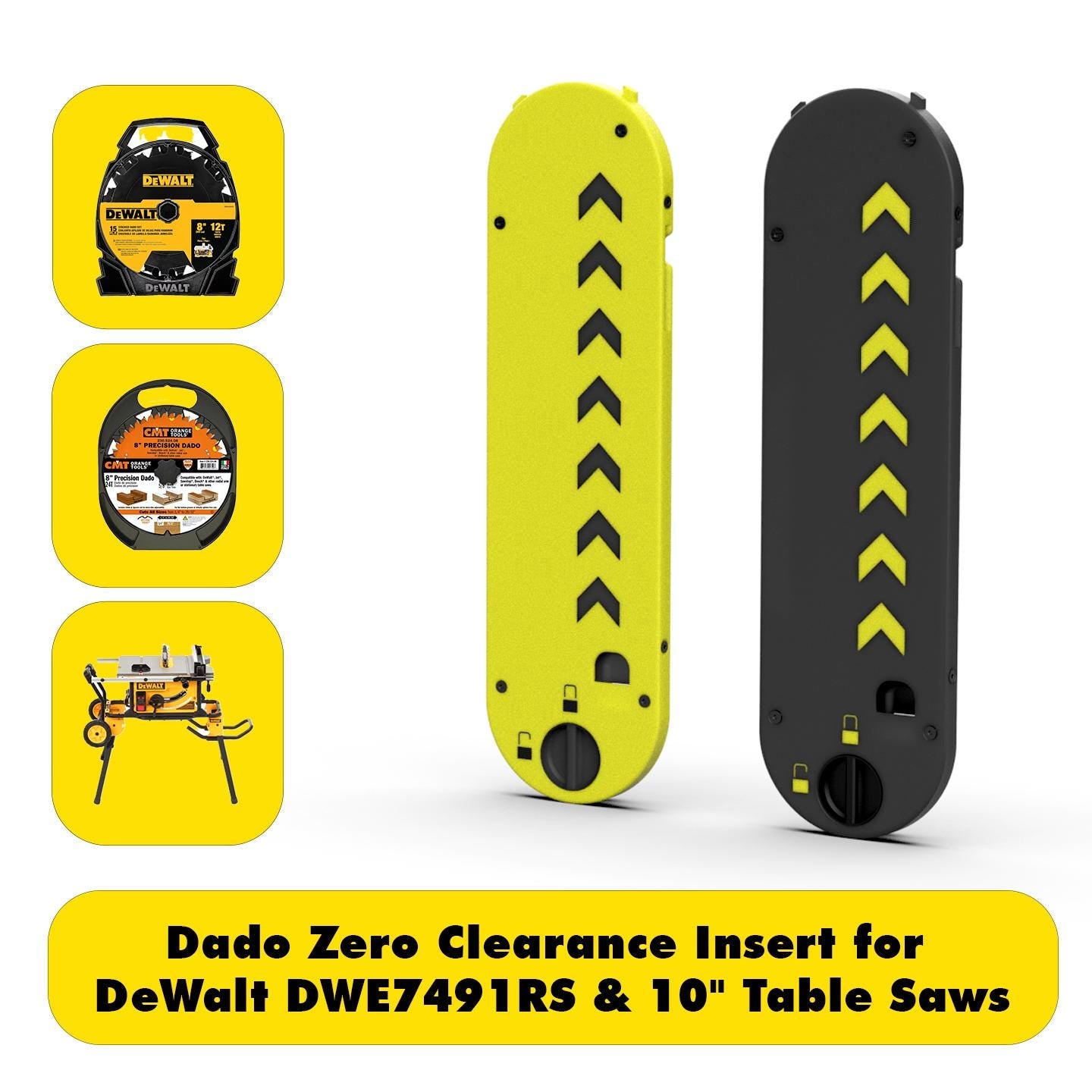 Dado Zero Clearance Insert for DeWALT DWE7491 / DWE7491RS Table Saws (7/8" Stacked Dado)